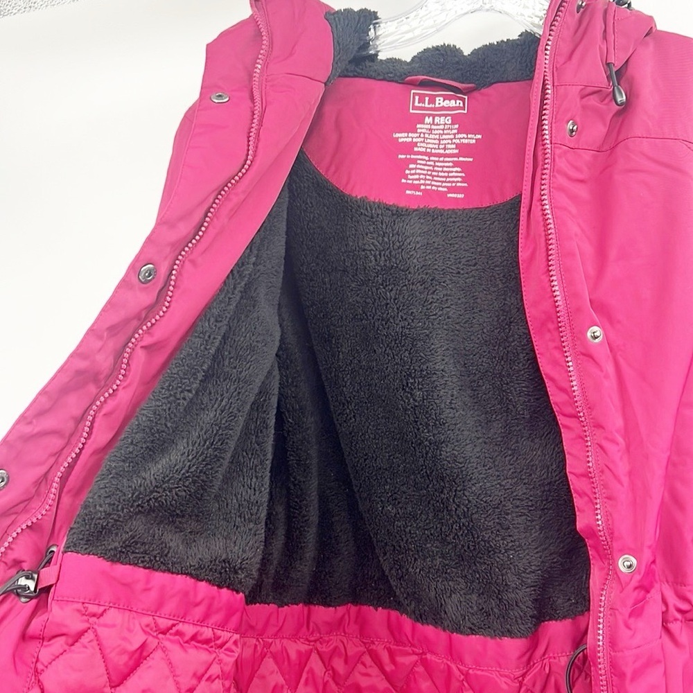 L.L. Bean Winter Warmer Coat Medium Raspberry Pink Nylon Fleece Lined Mid-thigh - Picture 11 of 16